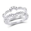 Image 1 : 14kt White Gold Womens Round Diamond Wrap Ring Guard Enhancer 1/3 Cttw