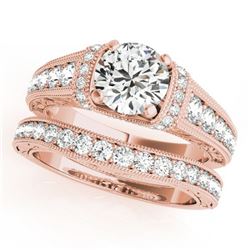 1.86 ctw Certified VS/SI Diamond 2pc Wedding Set Antique 14k Rose Gold