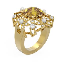 6.96 ctw Canary Citrine & Diamond Ring 18K Yellow Gold