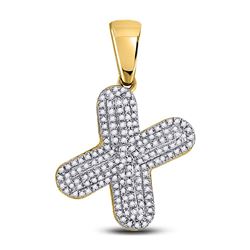 10kt Yellow Gold Mens Round Diamond Letter X Bubble Charm Pendant 1/2 Cttw