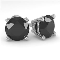 3.0 ctw Black Diamond Stud Designer Earrings 18k White Gold