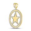 Image 2 : 10kt Yellow Gold Mens Round Diamond Circle Star Charm Pendant 1.00 Cttw