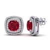 Image 2 : 4.95 ctw Ruby & Micro Pave VS/SI Diamond Earrings 18k White Gold