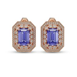 11.25 ctw Tanzanite & Diamond Victorian Earrings 14K Rose Gold