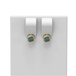 1 ctw Intense Blue Diamond Earrings 18K Yellow Gold