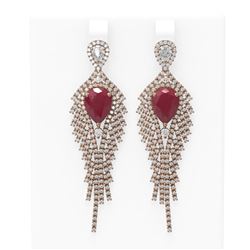 11.22 ctw Ruby & Diamond Earrings 18K Rose Gold