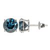 Image 2 : 2.50 ctw Certified Intense Blue Diamond Stud Earrings 10k White Gold