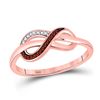 Image 1 : 10kt Rose Gold Womens Round Red Color Enhanced Diamond Infinity Ring 1/20 Cttw