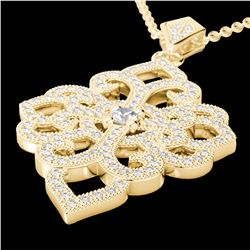 1.40 ctw Micro Pave VS/SI Diamond Designer Necklace 14k Yellow Gold