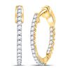 Image 1 : 10kt Yellow Gold Womens Round Diamond Inside Outside Hoop Earrings 1/2 Cttw