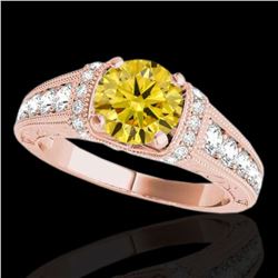 1.75 ctw Certified SI Intense Yellow Diamond Antique Ring 10k Rose Gold
