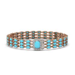 19.27 ctw Turquoise & Diamond Bracelet 14K Rose Gold