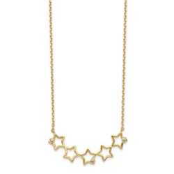 14k Yellow Gold Stars CZ with 2 in ext Necklace - 20 in.