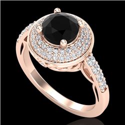 1.7 ctw Fancy Black Diamond Engagment Art Deco Ring 18k Rose Gold