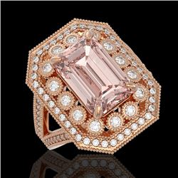 6.08 ctw Certified Morganite & Diamond Victorian Ring 14K Rose Gold