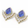 Image 3 : 10.14 ctw Tanzanite & Diamond Earrings 18K Yellow Gold
