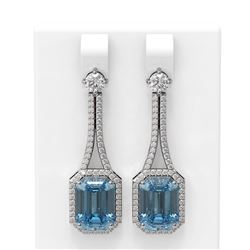 10.23 ctw Blue Topaz & Diamond Earrings 18K White Gold
