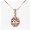 Image 2 : 6.91 ctw Morganite & Diamond Victorian Necklace 14K Rose Gold