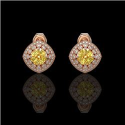 3.89 ctw Canary Citrine & Diamond Victorian Earrings 14K Rose Gold