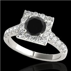 2 ctw Certified VS Black Diamond Solitaire Halo Ring 10k White Gold