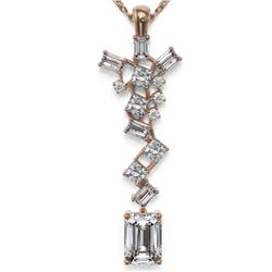 2.2 ctw Emerald Cut Diamond Designer Necklace 18K Rose Gold
