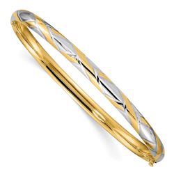 14k 3/16 w/White Rhodium Criss-Cross Bangle