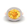 Image 2 : 4 ctw Citrine & Micro Pave VS/SI Diamond Certified Ring 14k Rose Gold
