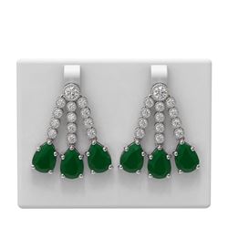 24.42 ctw Emerald & Diamond Earrings 18K White Gold