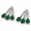 Image 3 : 24.42 ctw Emerald & Diamond Earrings 18K White Gold
