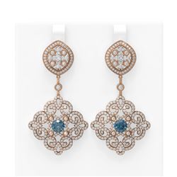 6.48 ctw Intense Blue Diamond Earrings 18K Rose Gold