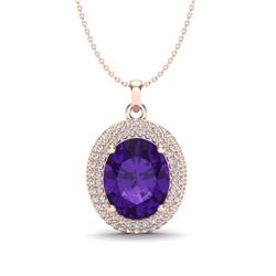4 ctw Amethyst & Micro Pave VS/SI Diamond Necklace 14k Rose Gold