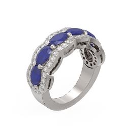 5.03 ctw Sapphire & Diamond Ring 18K White Gold