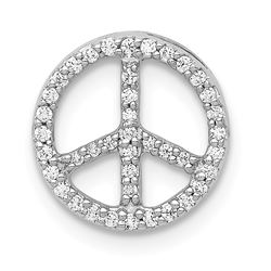 14k White Gold Diamond Peace Sign Slide