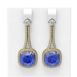 12.78 ctw Tanzanite & Diamond Earrings 18K Yellow Gold