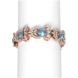 24.65 ctw Blue Topaz & Diamond Bracelet 18K Rose Gold