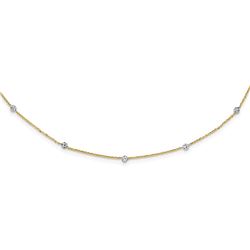14K & White Rhodium Polished & D/C w/2 in ext Necklace - 18 in.