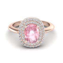 2.50 ctw Morganite & Micro Black Diamond Ring Halo 14k Rose Gold