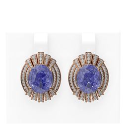 11.58 ctw Tanzanite & Diamond Earrings 18K Rose Gold