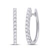 Image 1 : 14kt White Gold Womens Round Diamond Single Row Hoop Earrings 1.00 Cttw