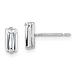 10K White Gold Polished Cubic Zirconia Stud Earrings - 52 mm