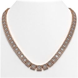 36.30 ctw Princess Cut Diamond Micro Pave Necklace 18K Rose Gold