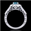 Image 3 : 1.12 ctw Fancy Intense Blue Diamond Art Deco Ring 18k White Gold