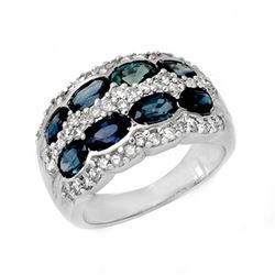 3.25 ctw Blue Sapphire & Diamond Ring 14k White Gold