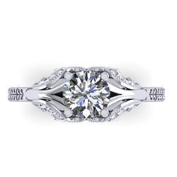 1 ctw Solitaire Certified VS/SI Diamond Ring Art Deco 14k White Gold