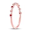 Image 3 : 10kt Rose Gold Womens Round Ruby Dot Flower Stackable Band Ring 1/12 Cttw