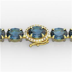 19.25 ctw London Blue Topaz & VS/SI Diamond Micro Bracelet 14k Yellow Gold