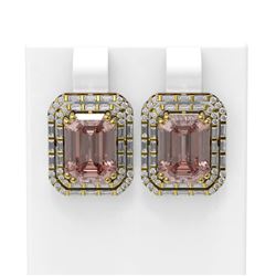 11.15 ctw Morganite & Diamond Earrings 18K Yellow Gold