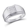 Image 1 : Sterling Silver Mens Round Diamond Square Cluster Ring .03 Cttw