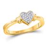 Image 1 : 10kt Yellow Gold Womens Round Diamond Simple Heart Cluster Ring 1/12 Cttw