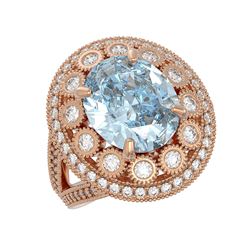 6.96 ctw Certified Aquamarine & Diamond Victorian Ring 14K Rose Gold